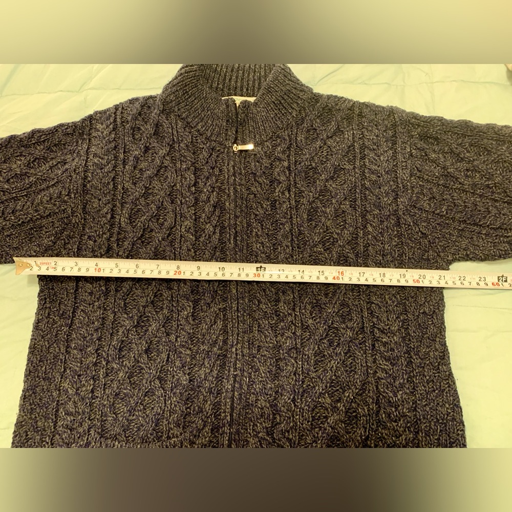 Aran Crafts Blue Zip Front Cardigan Size M - Picture 8 of 9